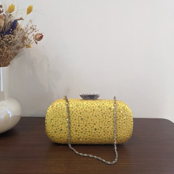 Handbags - Jeweled Yellow Clutch